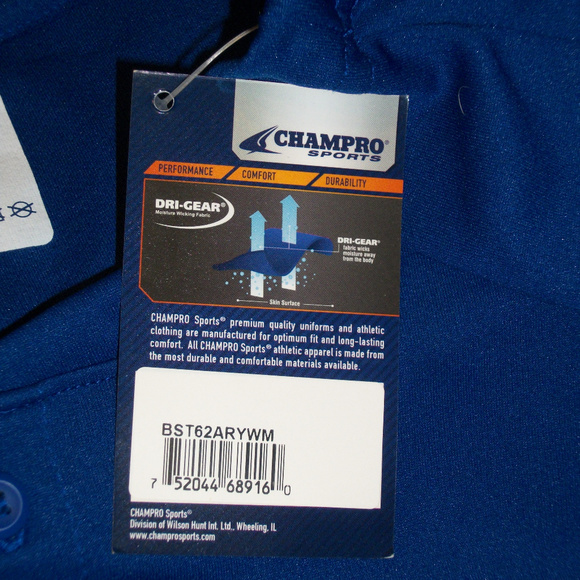 CHAMPRO Sz M Dri-Gear Polo Short Sleeve NWT - Picture 6 of 7